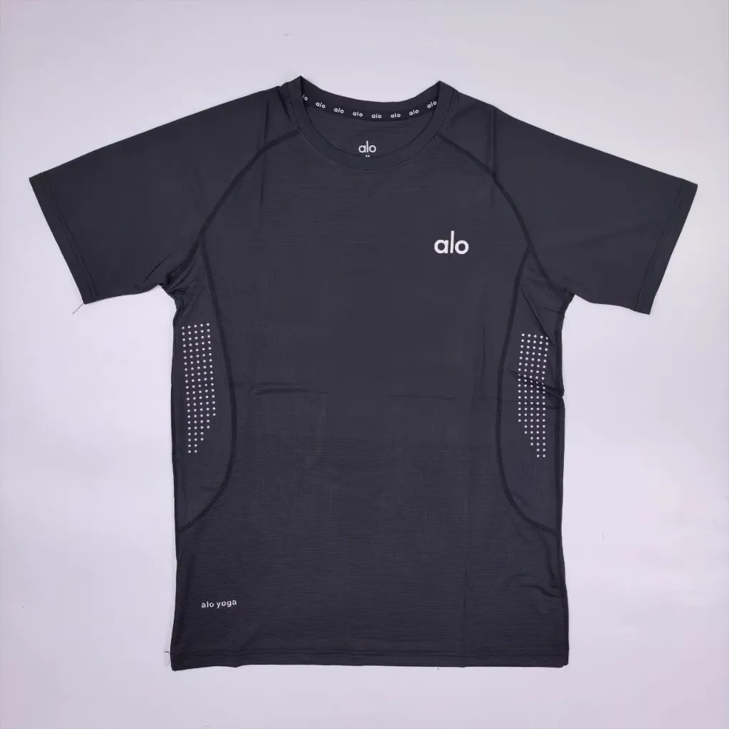 ALO YOGA MEN ATHLETIC CREW NECK DRIFIT SHIRT (HZ2616) (Sage Green, M)